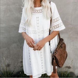 NWOT VICI  Crochet and Lace Ivory Dress SZ M